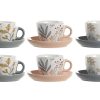 ITEM Cafe Set 6 Porcelana 11X11X2 90Ml Floral Rosa Palo Best