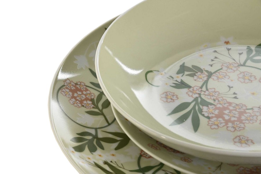 ITEM Vajilla Set 18 Porcelana 27X27X3 Verde Online