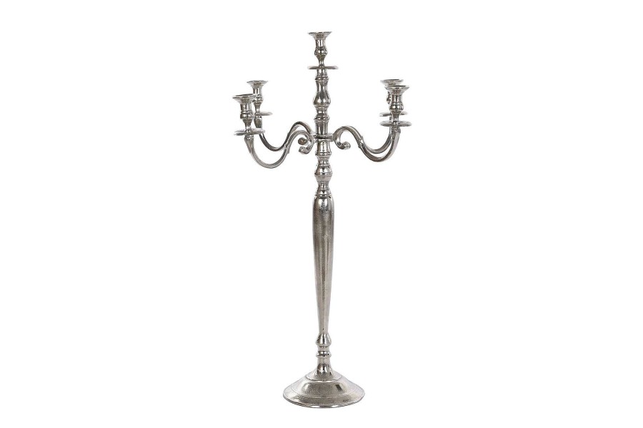 Detall ITEM Candelabro Aluminio 56X56X100 5 Velas Plateado Best