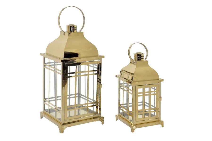 Detall ITEM Farola Set 2 Metal Cristal 22X22X57 Dorado Clearance