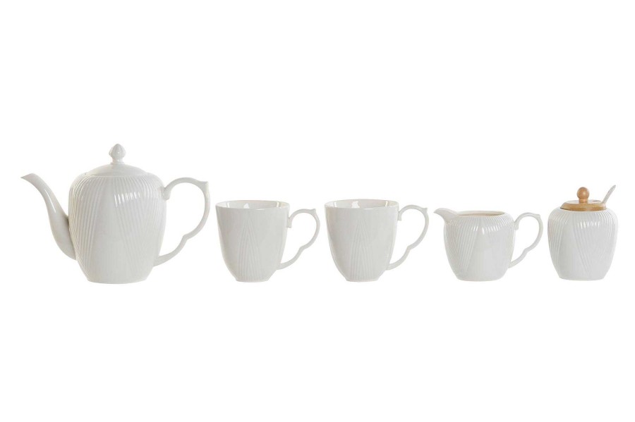 ITEM Cafe Set 6 Porcelana Bambu 33X20X15 Blanco Best