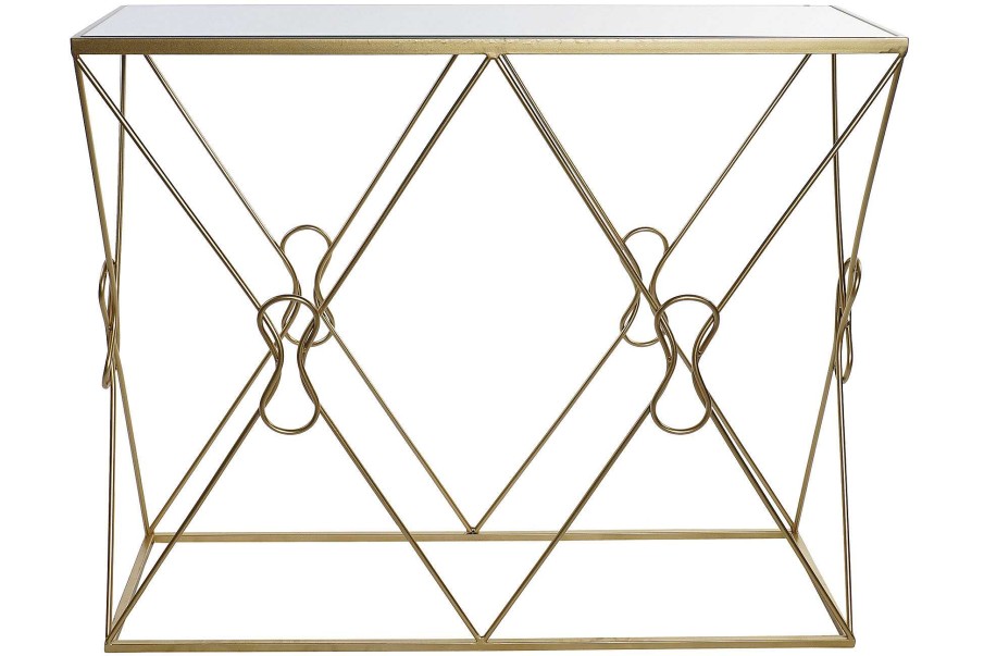 Detall ITEM Consola Set 2 Metal Espejo 102X36X81 Dorado Wholesale