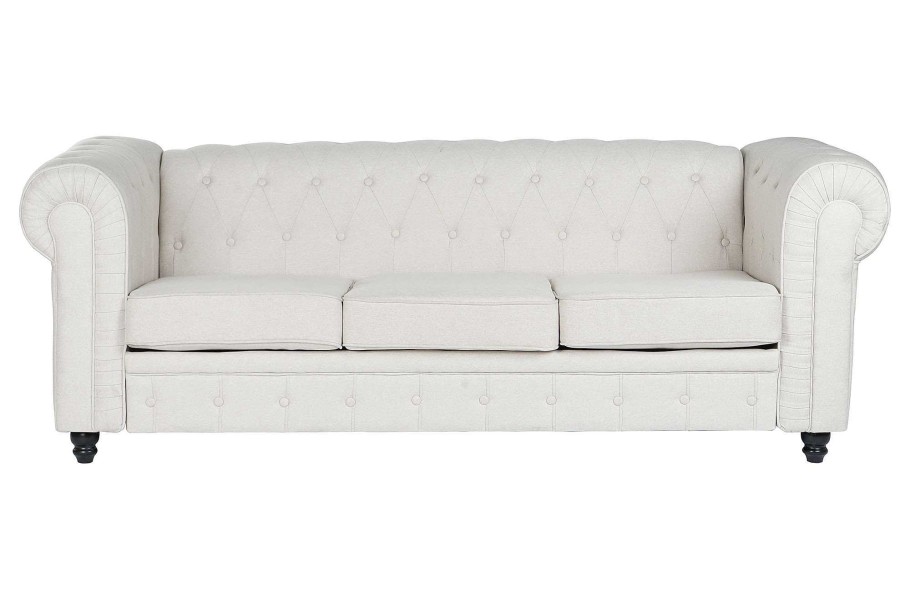 Detall ITEM Sofa Poliester Madera 209X84X76 Crema Wholesale