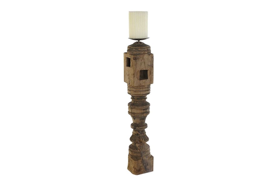 Detall ITEM Portavela Madera 8X8X50 Antiguo Natural 2 Surt. Clearance