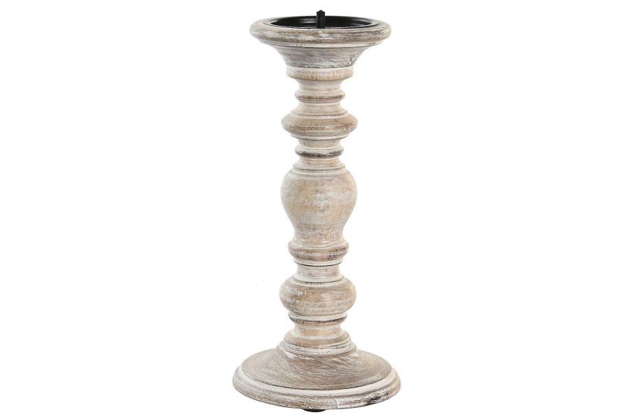 ITEM Candelabro Mango Metal 14X14X32 Desgastado Blanco Wholesale