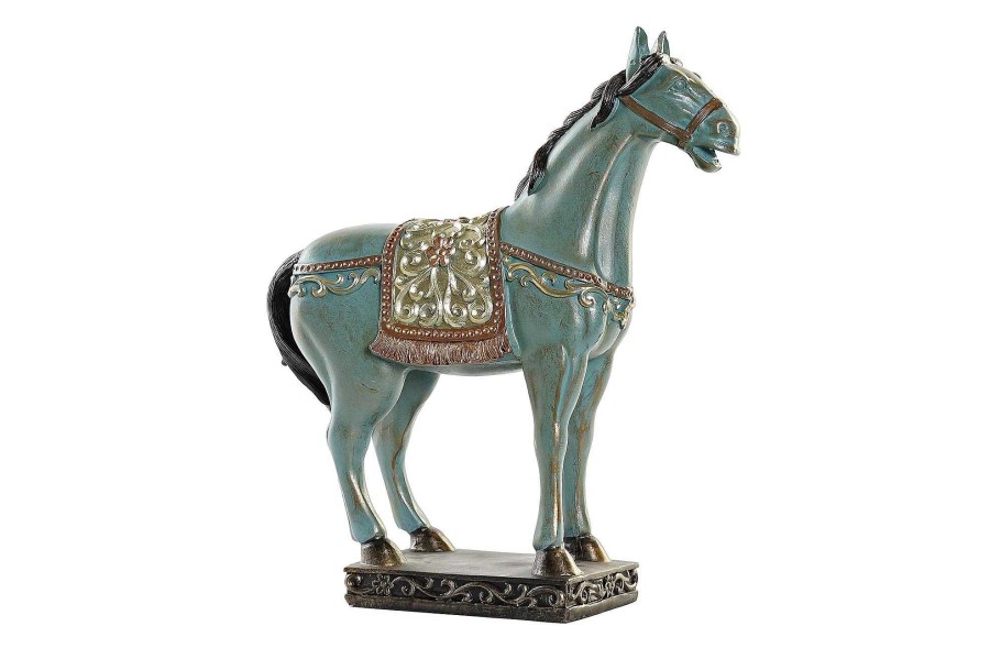 Detall ITEM Figura Resina 30,5X11,5X34,5 Caballo Turquesa New