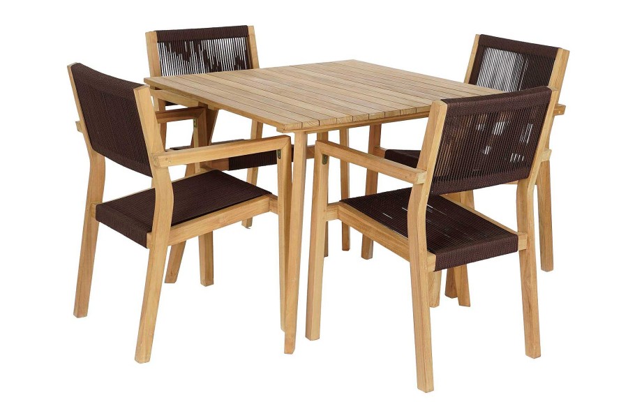 Detall ITEM Mesa Set 5 Teca Cuerda 90X90X75 54X56X84 Marron Best