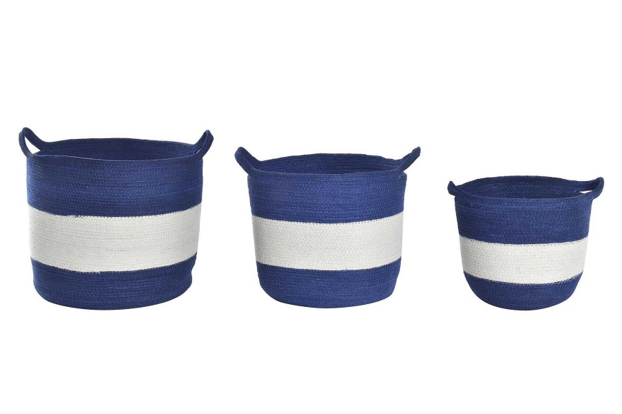 Detall ITEM Cesta Set 3 Yute 40X35X34 Azul Marino Wholesale