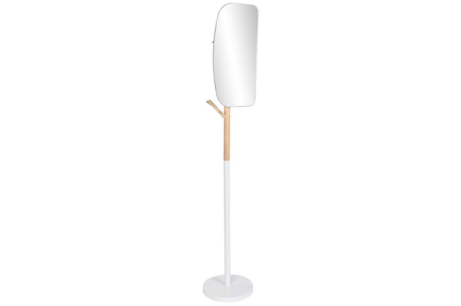 Detall ITEM Perchero Madera Metal 33X33X185 Espejo Blanco Wholesale