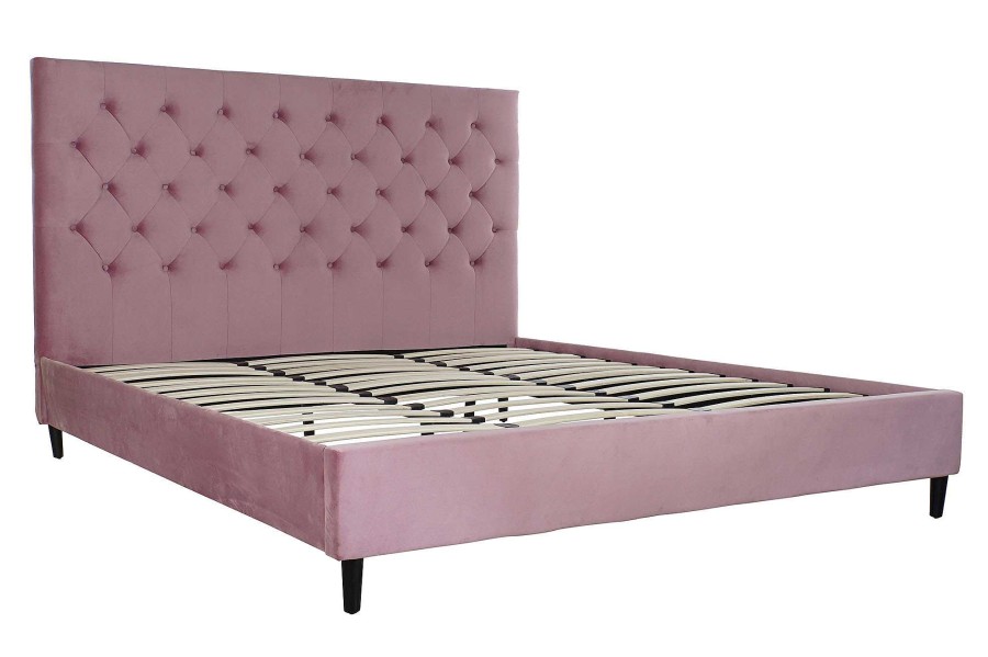 Detall ITEM Cama Madera Metal 187X210X137 Capitone Rosa Wholesale