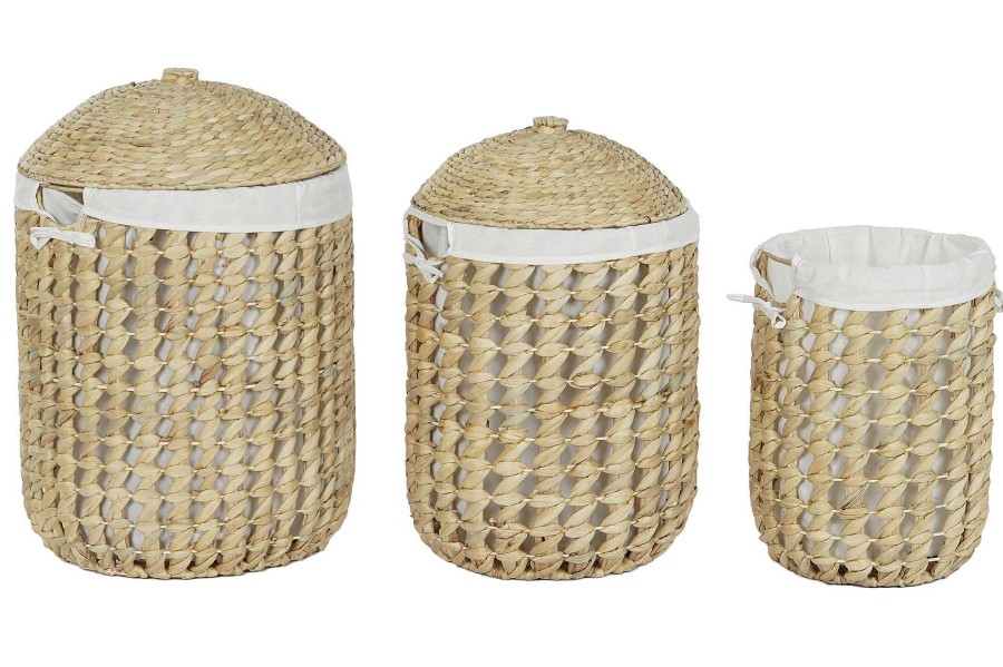 Detall ITEM Cesta Ropa Set 3 Fibra Lino 46X46X69 Natural Hot