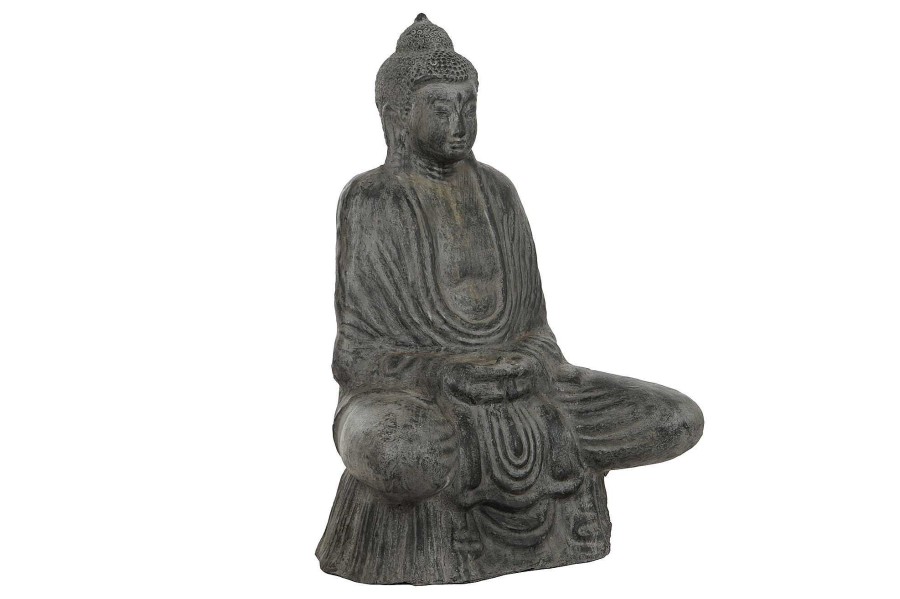 Detall ITEM Figura Terracota 67X50X95 Buda Sentado Gris Patina Wholesale