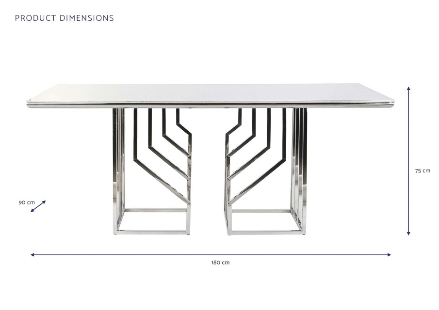 Detall ITEM Mesa Comedor Acero Cristal 180X90X75 Simil Marmol Best