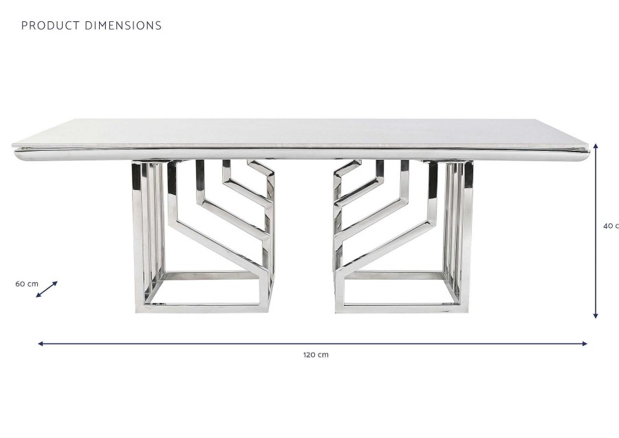 Detall ITEM Mesa Centro Acero Cristal 120X60X40 Simil Marmol Wholesale