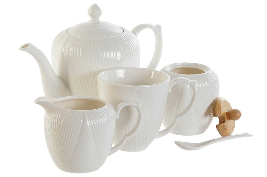 ITEM Cafe Set 6 Porcelana Bambu 33X20X15 Blanco Best