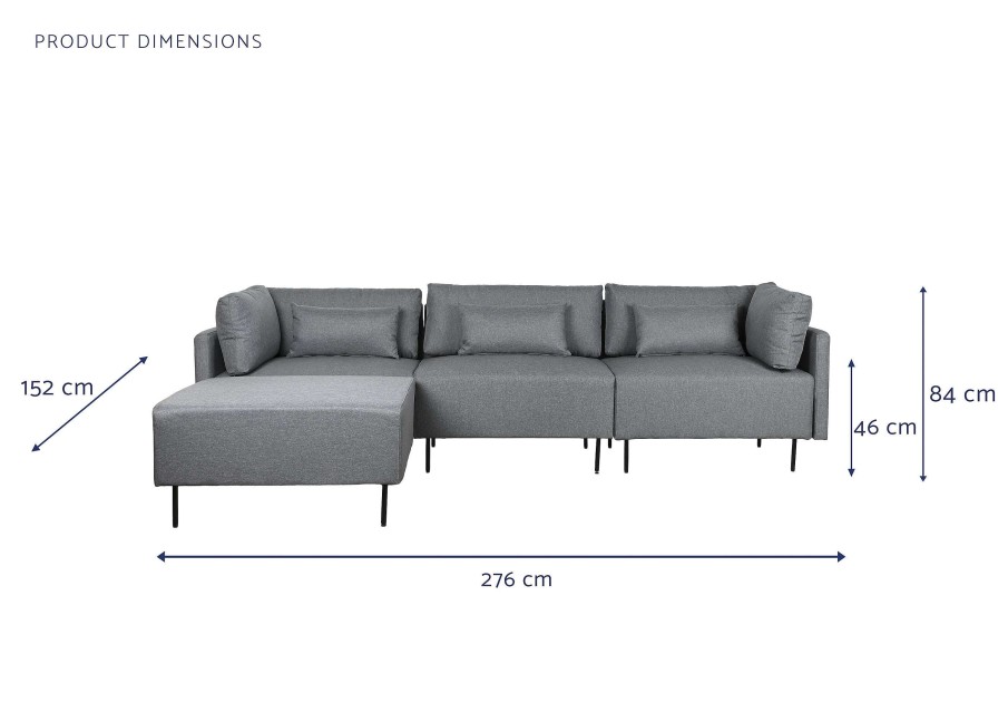 Detall ITEM Sofa Poliester Metal 276X152,5X84 Gris Online