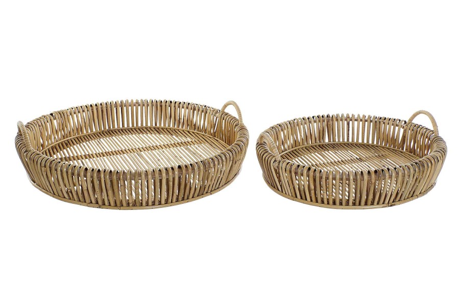 Detall ITEM Bandeja Set 2 Ratan 58X58X14,5 46,5Cm Natural Online