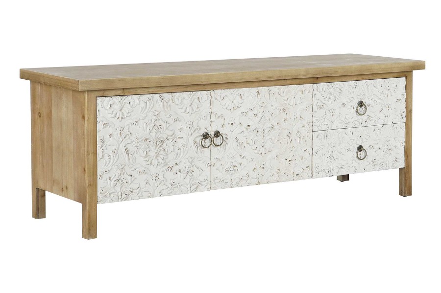 Detall ITEM Mueble Tv Abeto Mdf 140X40X50 Tallado Natural Online