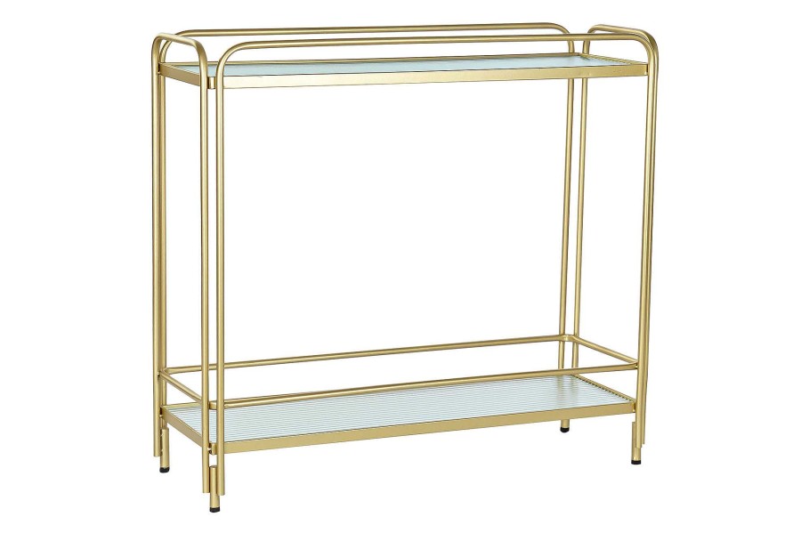 Detall ITEM Camarera Metal Cristal 80X28X81 Ruedas Dorado Wholesale