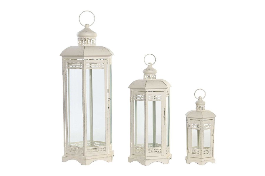 Detall ITEM Farola Set 3 Hierro Cristal 23X20X55 Desgastado Hot