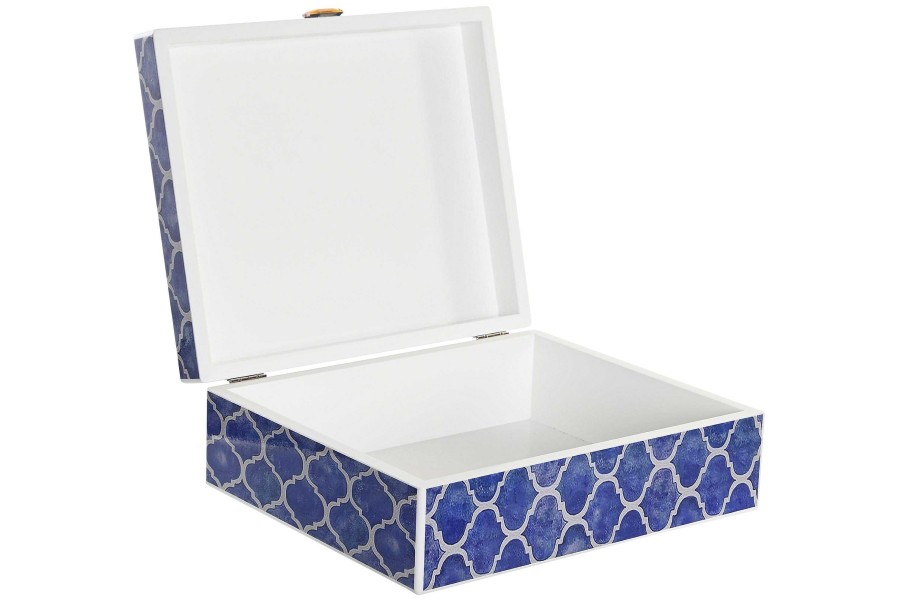 ITEM Joyero Set 2 Madera 24X20X8 Mosaico Azul New