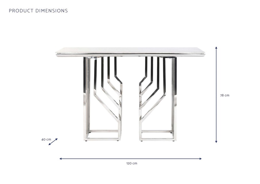 Detall ITEM Consola Acero Cristal 120X40X78 Simil Marmol Wholesale