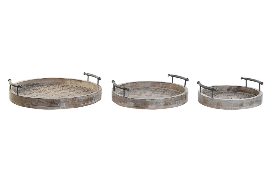 Detall ITEM Bandeja Decoracion Set 3 Mango Metal 46X46X10 Online