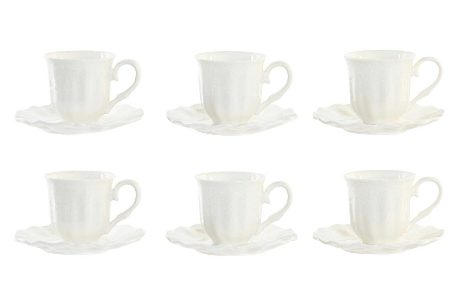 ITEM Cafe Set 6 Porcelana Bambu 27X15X17 90Ml, Blanco Best