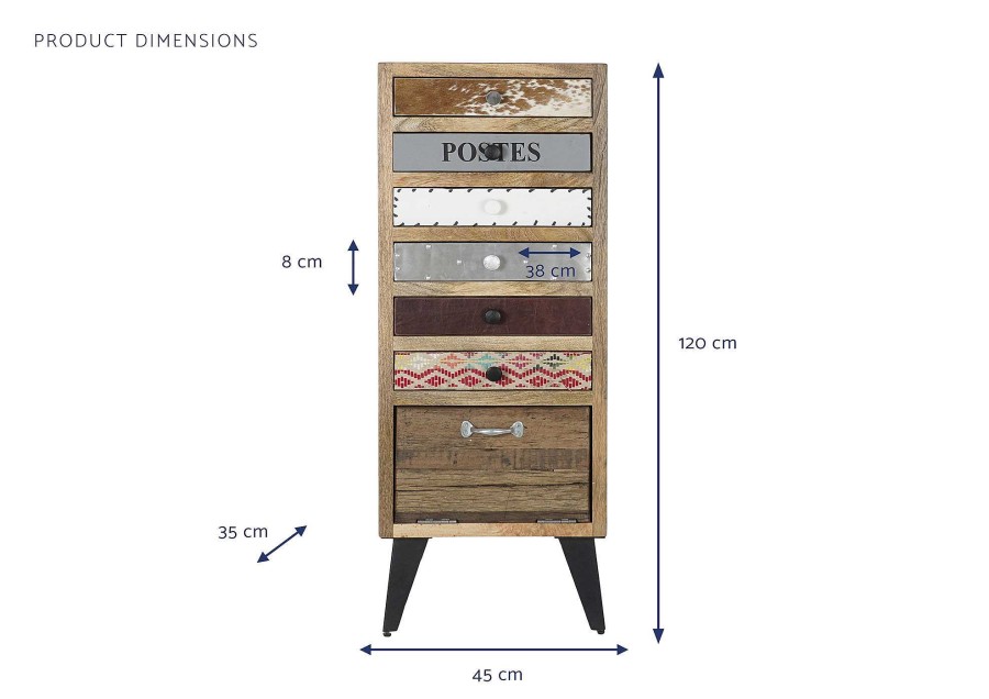 Detall ITEM Cajonera Mango Metal 45X35X120 Natural Clearance