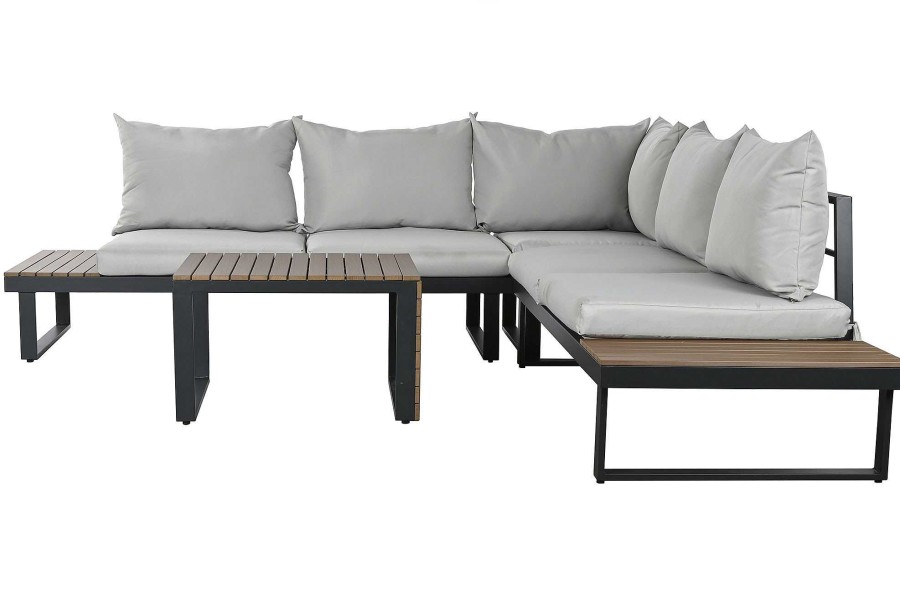 Detall ITEM Sofa Set 4 Aluminio Poliester 227X159X64 Gris New