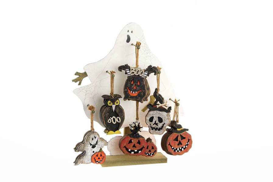 ITEM Decoracion Set 8 Madera 6Cm Halloween 6 Surt. New