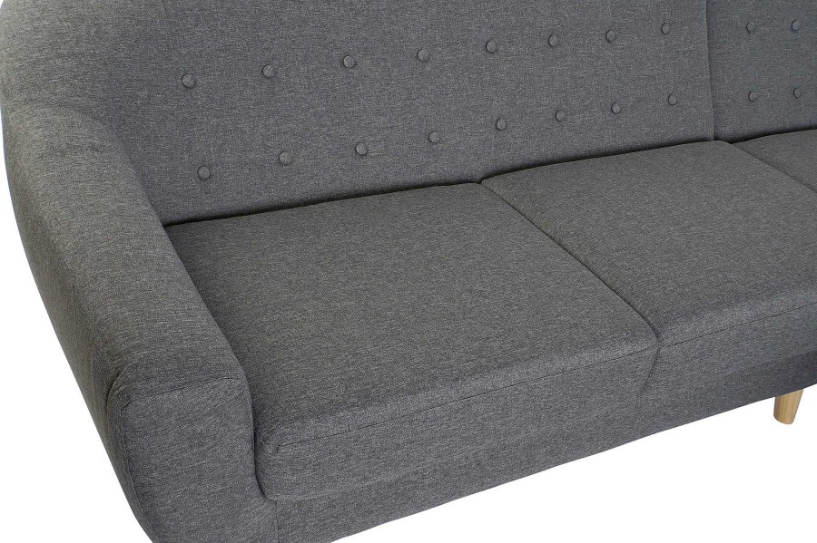 Detall ITEM Sofa Poliester Rubberwood 230X144X84 3 Plazas Gris Best