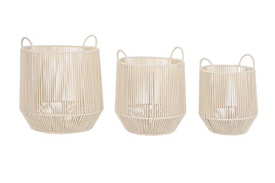 Detall ITEM Cesta Set 3 Algodon Metal 38X38X45 Beige Wholesale