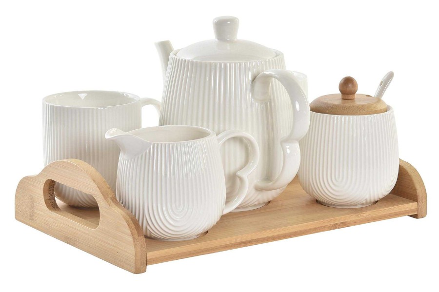 ITEM Cafe Set 6 Porcelana Bambu 29X26X7 Blanco Clearance