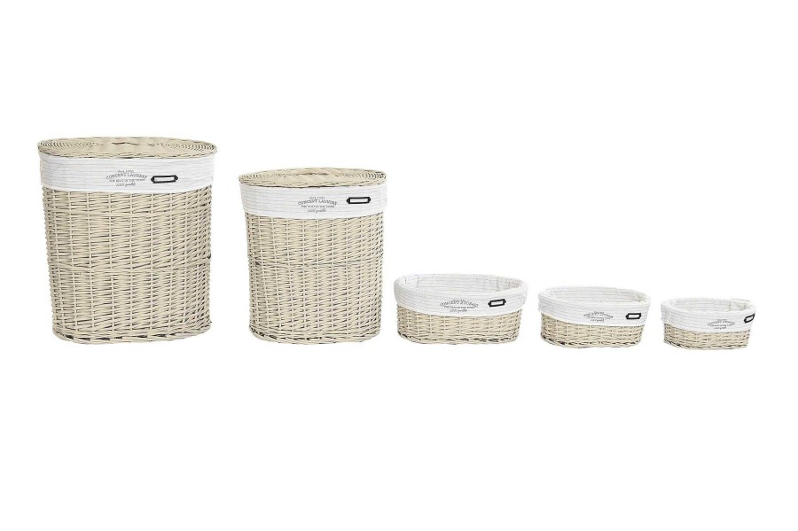 Detall ITEM Cesta Ropa Set 5 Mimbre Poliester 52X38X56 Beige New