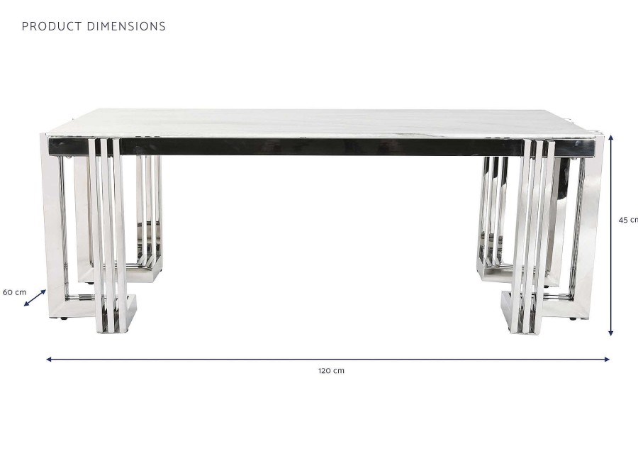 Detall ITEM Mesa Centro Acero Cristal 120X60X45 Simil Marmol New