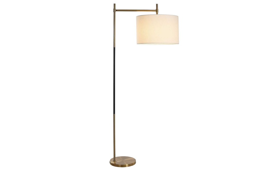 Detall ITEM Lampara Pie Metal Poliester 76X43X169 Dorado New