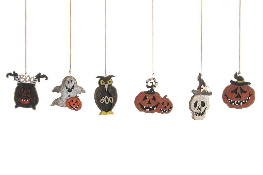 ITEM Decoracion Set 8 Madera 6Cm Halloween 6 Surt. New