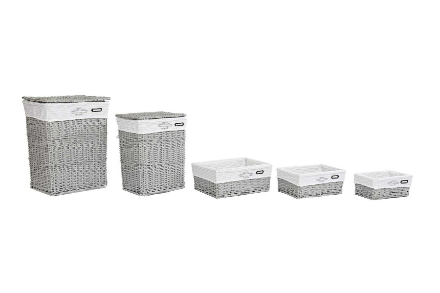 Detall ITEM Cesta Ropa Set 5 Mimbre Poliester 44X34X56 Gris Best