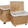 Detall ITEM Cesta Set 2 Mimbre 48X33X43 Ruedas Natural New