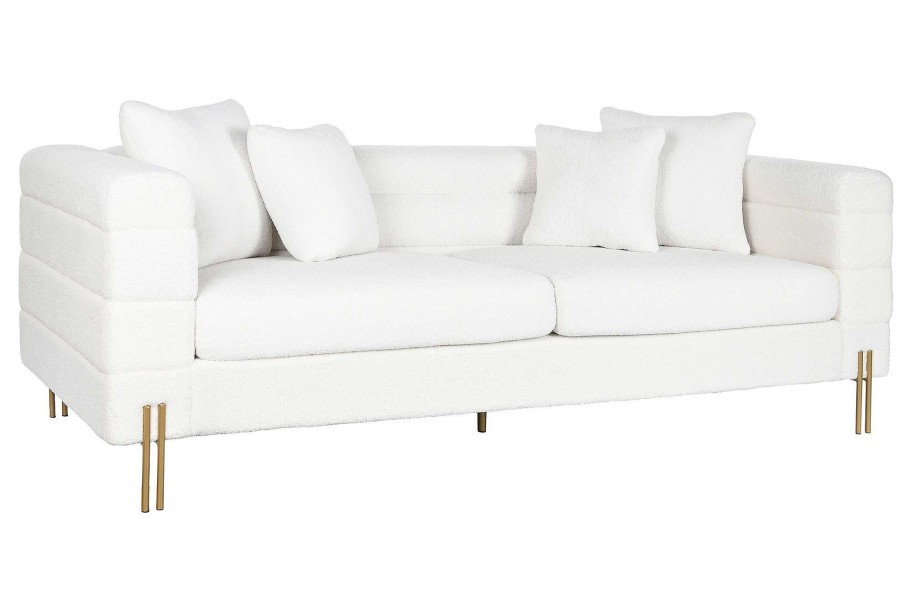 Detall ITEM Sofa Poliester Metal 205X85X73 Borreguito Blanco Best