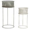 Detall ITEM Macetero Set 2 Metal 33X33X70 Envejecido Blanco New