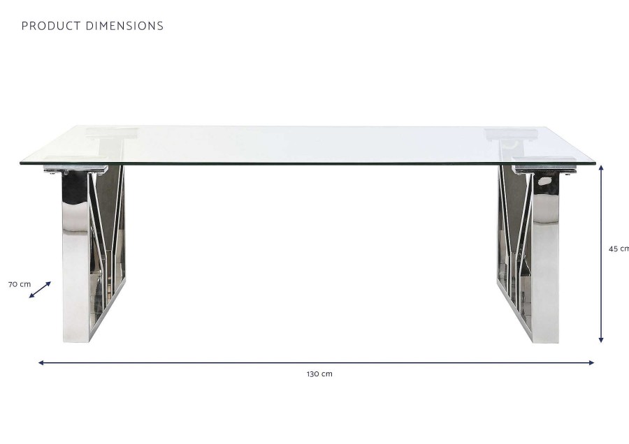 Detall ITEM Mesa Centro Acero Cristal 130X70X45 Cromado Clearance