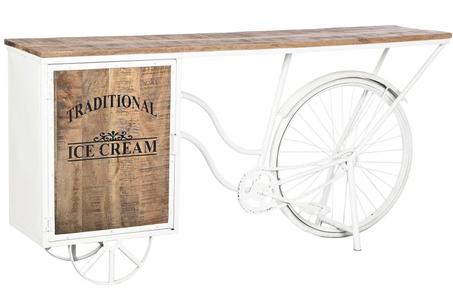 Detall ITEM Consola Metal 165X35,5X83,8 Carrito Helados Blanco Wholesale