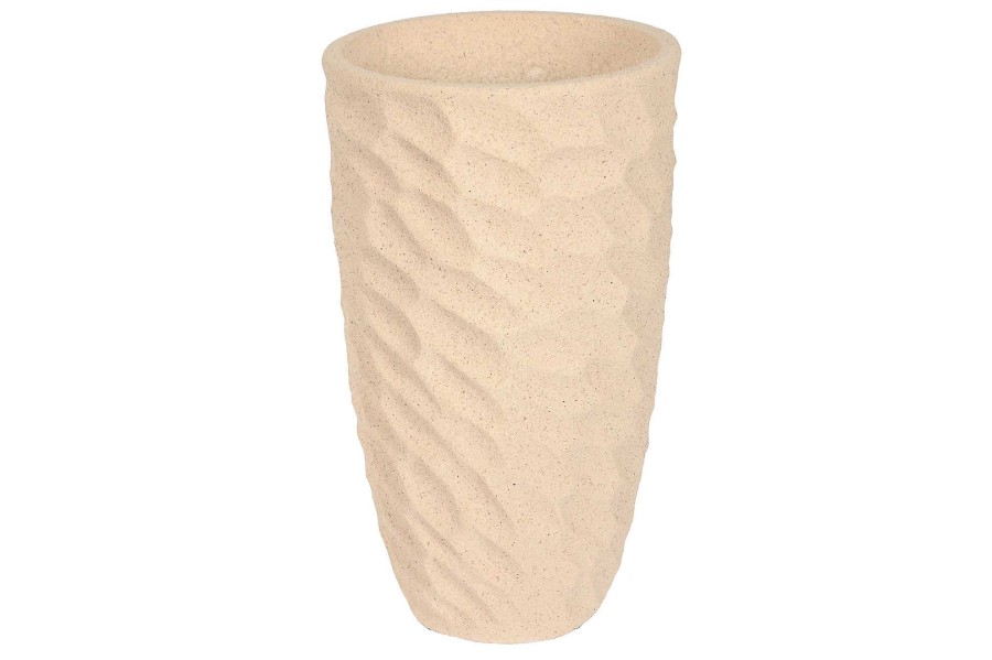 Detall ITEM Macetero Fibra Vidrio 36,5X36,5X61 Rugoso Beige Hot