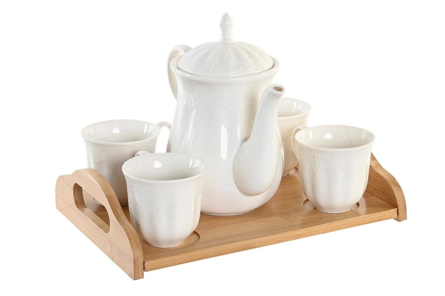 ITEM Cafe Set 6 Porcelana Bambu 29X20X22 Blanco New