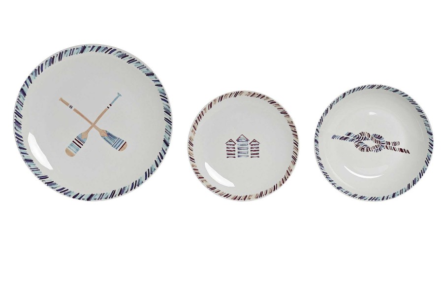 Detall ITEM Vajilla Set 18 Porcelana 27X27X2,5 Salitre Azul Best