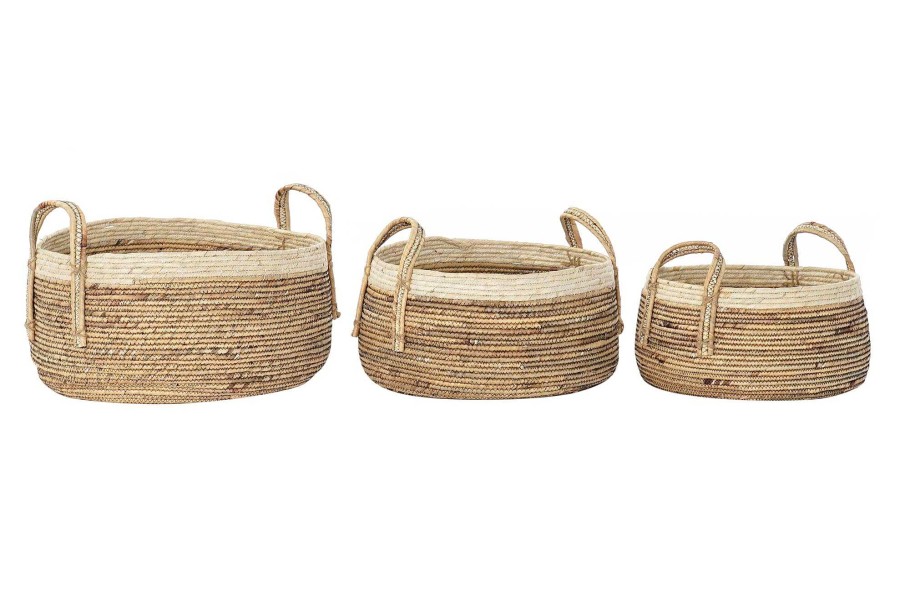 Detall ITEM Cesta Set 3 Junco Fibra Maiz 45X45X33 Natural Clearance