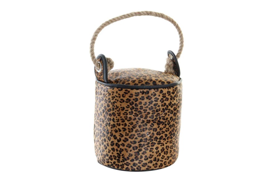 Detall ITEM Sujetapuertas Piel Cuerda 19X19X19 Leopardo New