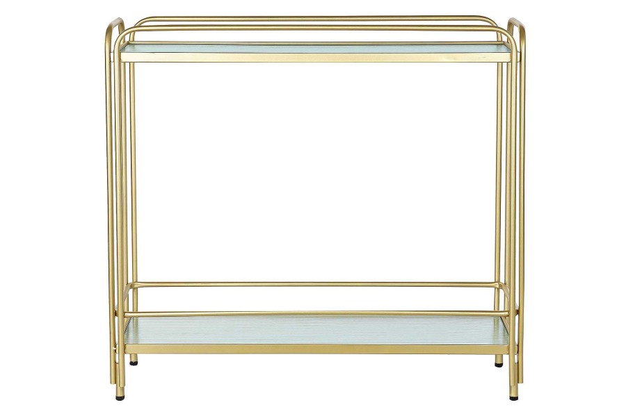 Detall ITEM Camarera Metal Cristal 80X28X81 Ruedas Dorado Wholesale